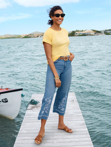 Smocked Shoulder Crewneck Tee