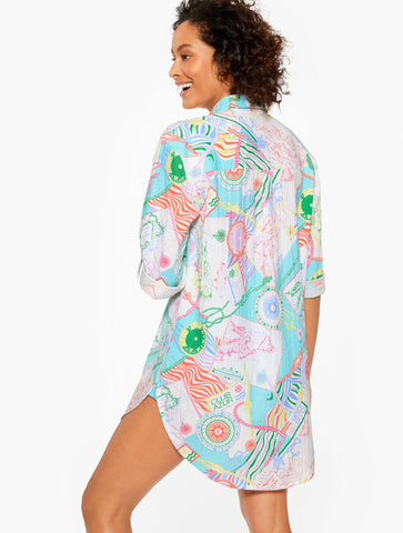 Aqua Club Gauze Shirt Cover-Up - Côte d'Azur