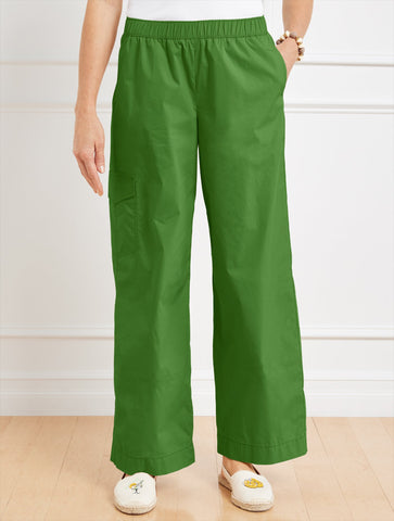 Wide Leg Cargo Poplin Pants