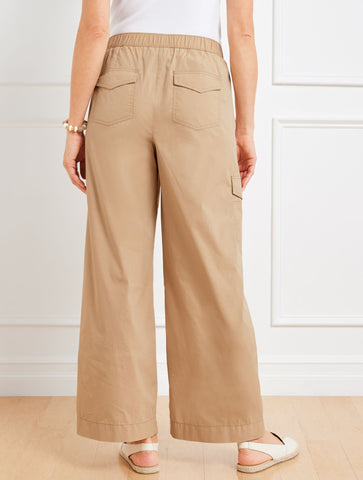 Wide Leg Cargo Poplin Pants