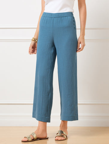 Wide Crop Pull-On Gauze Pants