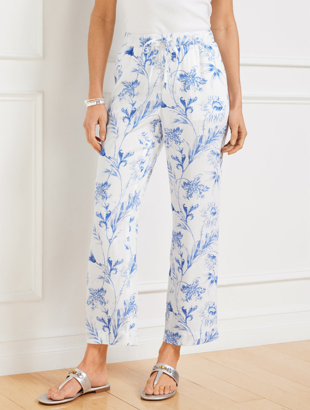 Straight Ankle Pants - Ocean Flora
