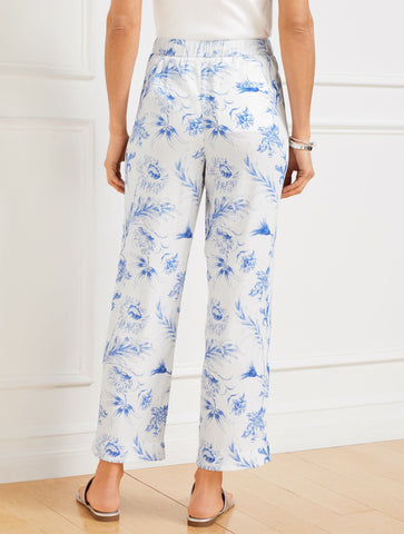 Straight Ankle Pants - Ocean Flora