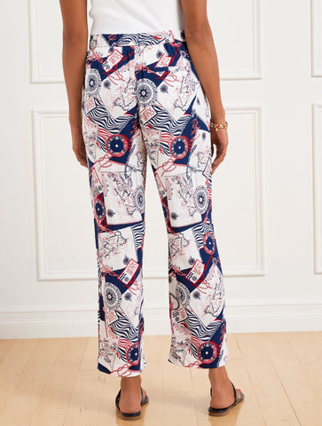 Straight Ankle Pull-On Pants - Côte d’Azur