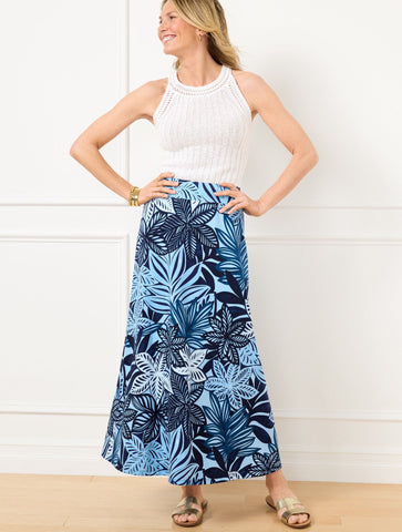 Jersey Maxi Skirt - Watercolor Botanical