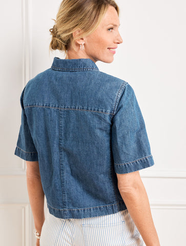 Short Sleeve Jean Jacket - Lucia Wash