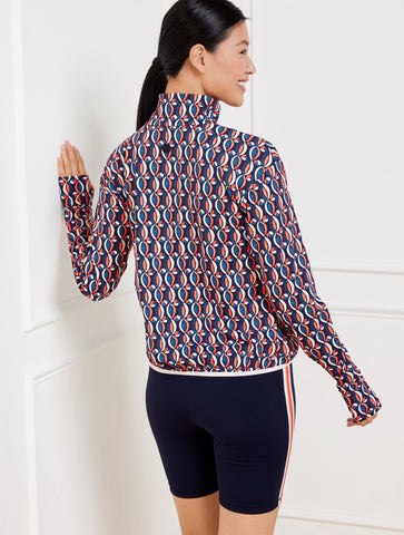 Performance Interlock Half-Zip Pullover - Pinwheel Geo