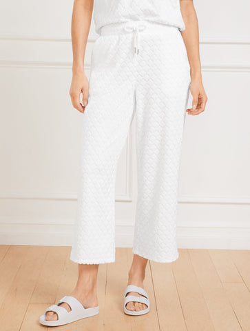 Wide Leg Towel Terry Pants - Seashell