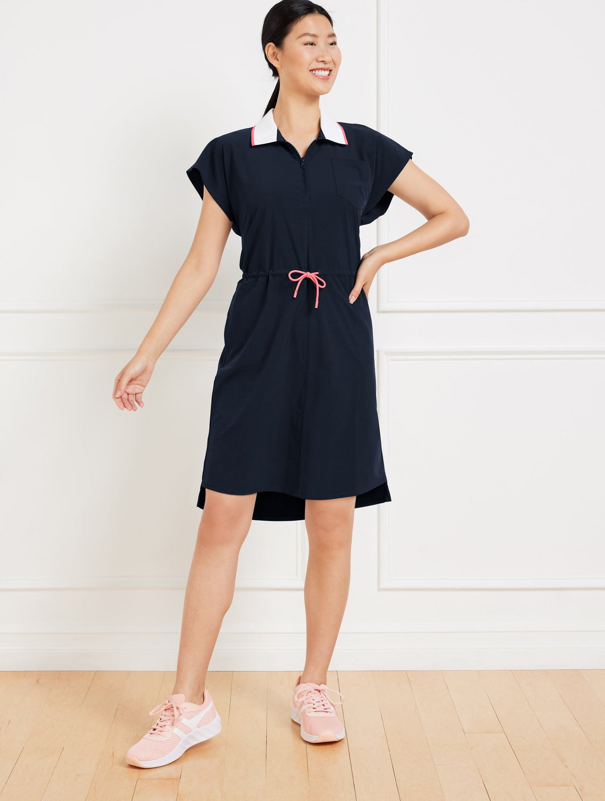 Lightweight Woven Stretch Half-Zip Polo Dress