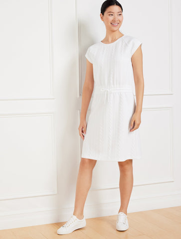 Crewneck T-shirt Dress - Cable Jacquard