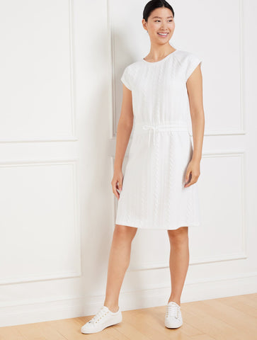 Crewneck T-shirt Dress - Cable Jacquard