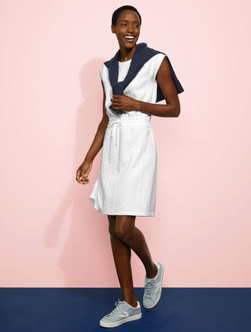 Crewneck T-shirt Dress - Cable Jacquard