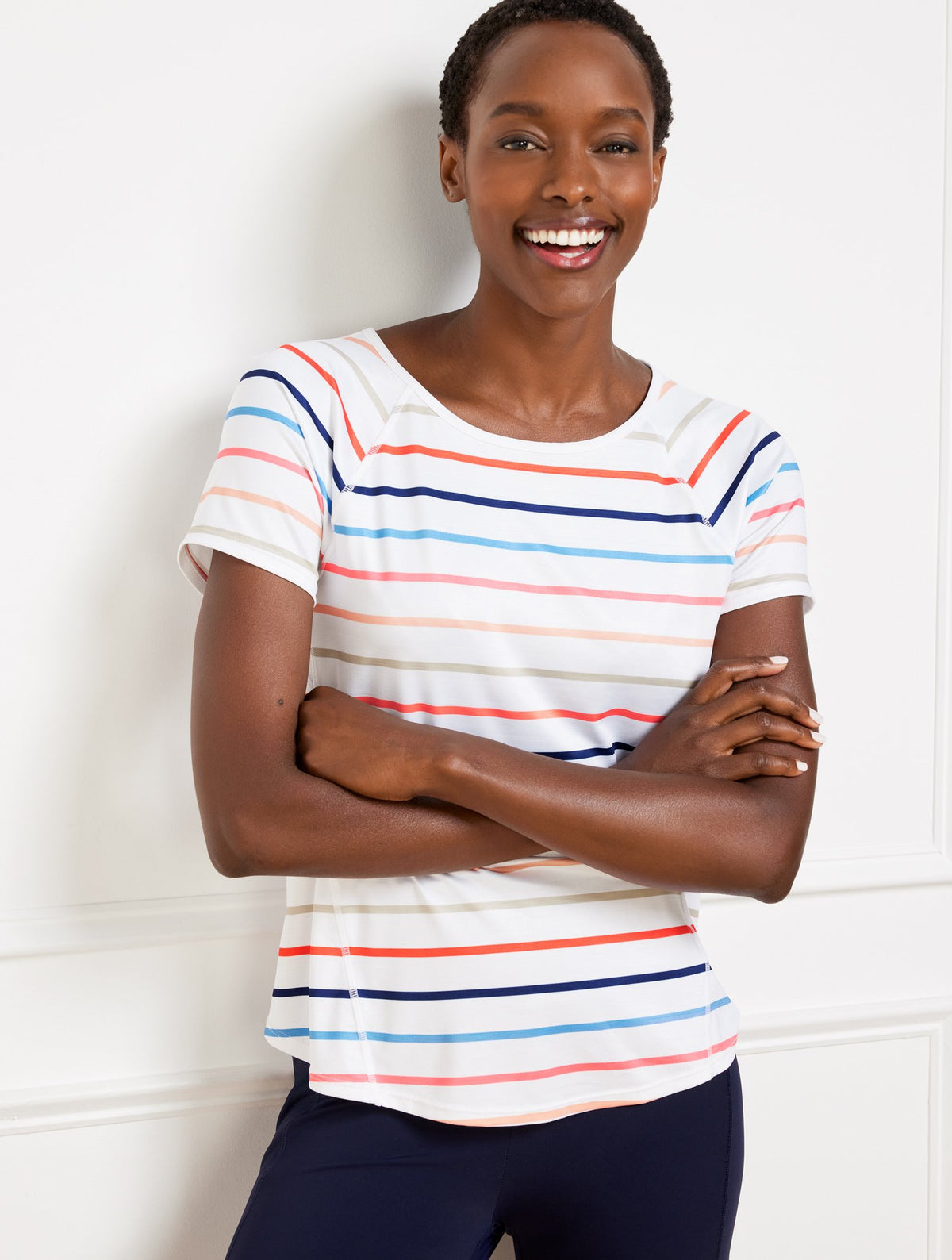 Cool Slub Active Short Sleeve Tee - Match Stripe