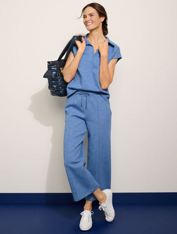 AirKnit Stretch Johnny Collar Pullover - Dark Marine