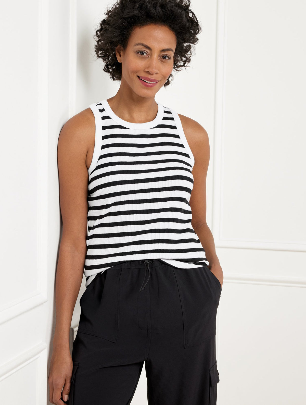 Ribbed Racerback Tank - Robin Stripe