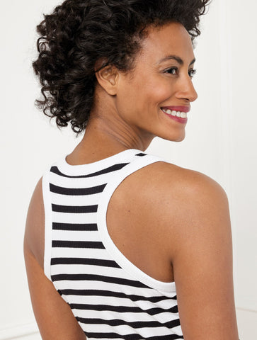 Ribbed Racerback Tank - Robin Stripe