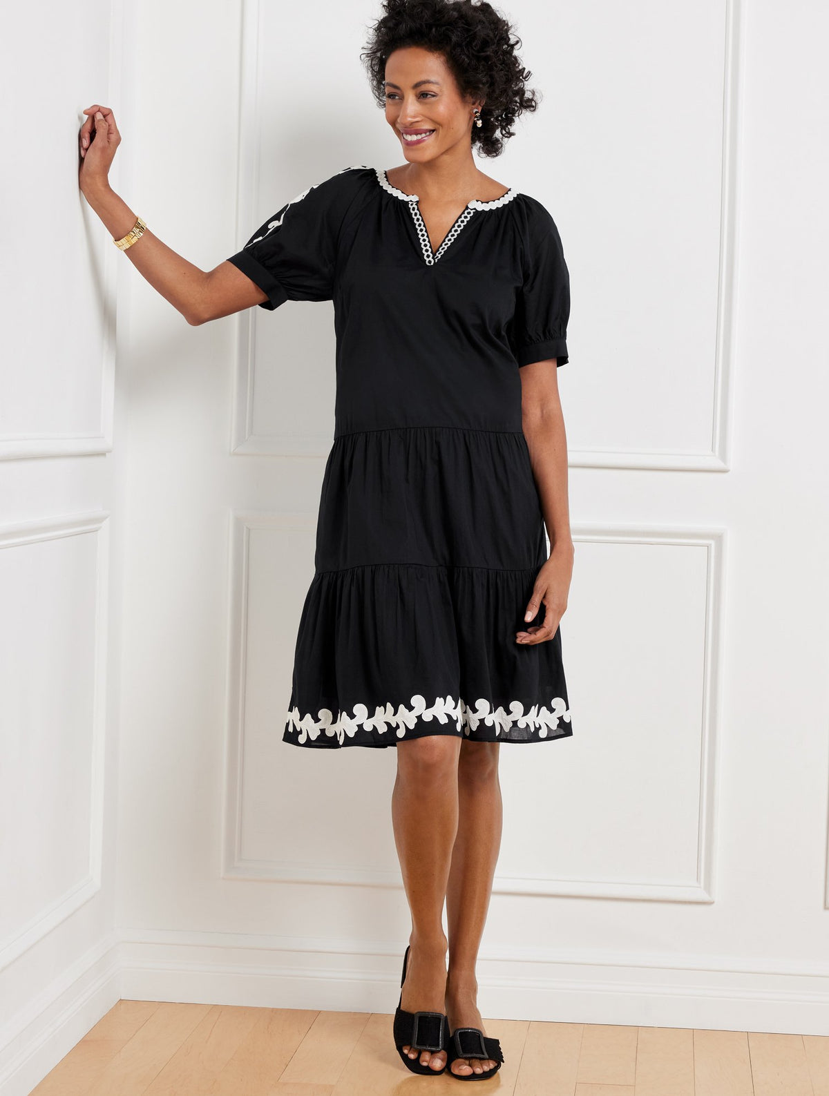 Embroidered Tiered Dress