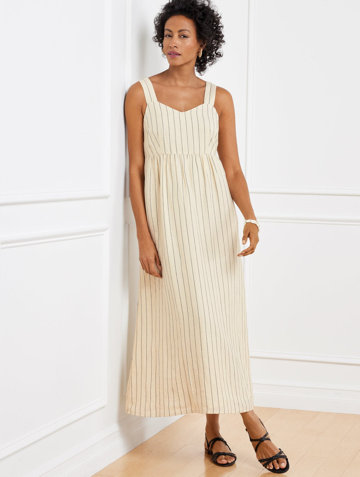 Sleeveless Linen Maxi Dress - Riviera Stripe