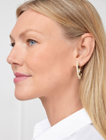 Beaded Raffia Hoop Earrings