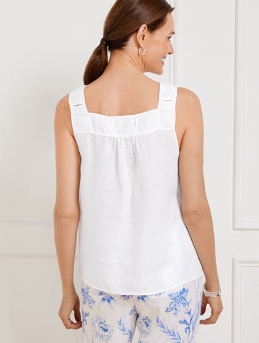 Linen Square Neck Shell