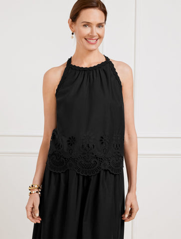 Embroidered Poplin Shell