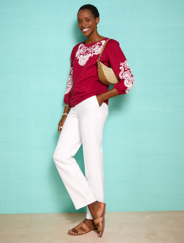 Embroidered Linen Cotton Top