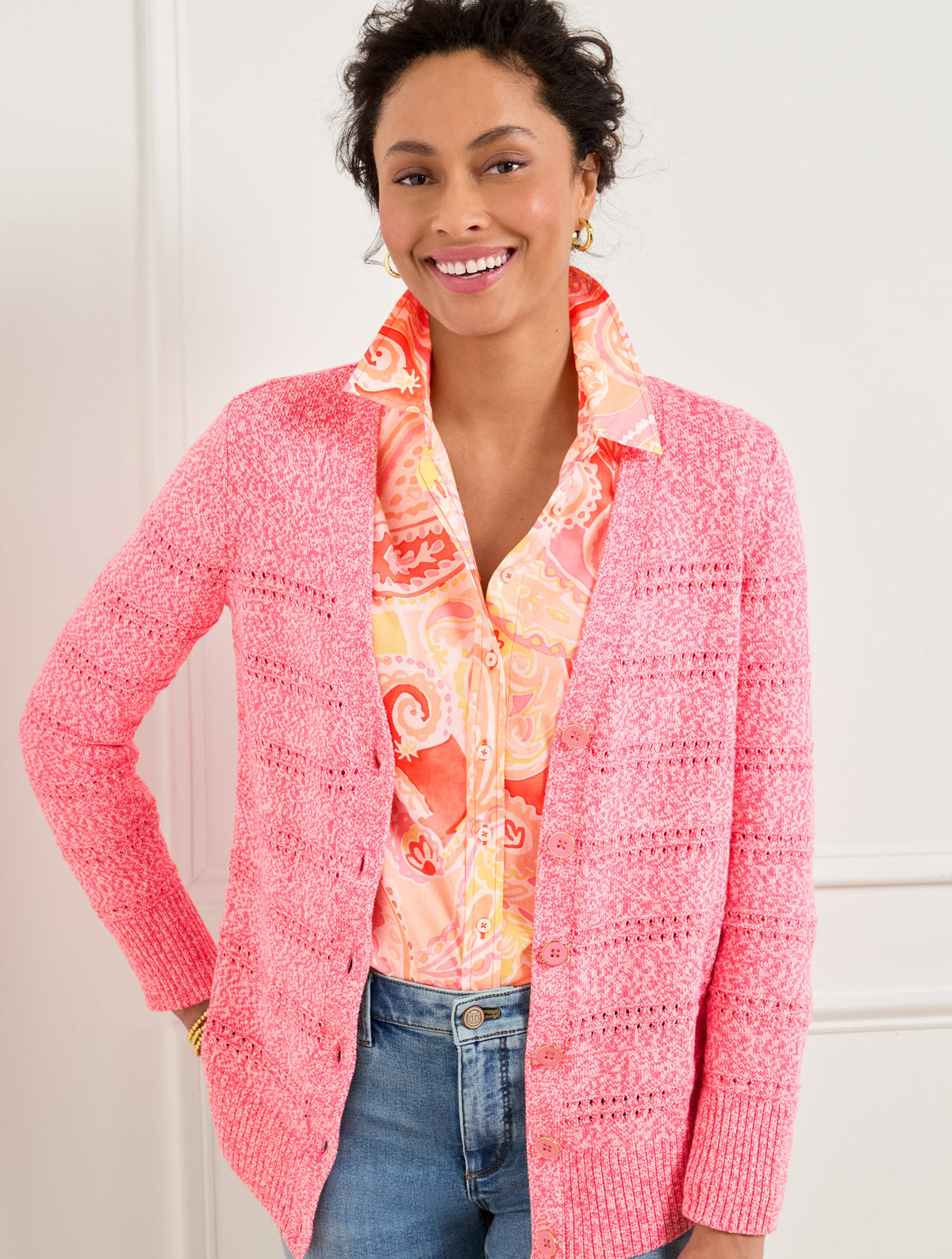 V-Neck Girlfriend Cardigan - Marl