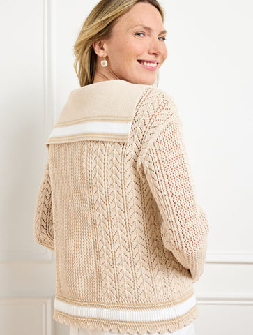 Open Stitch Sailor Collar Pullover