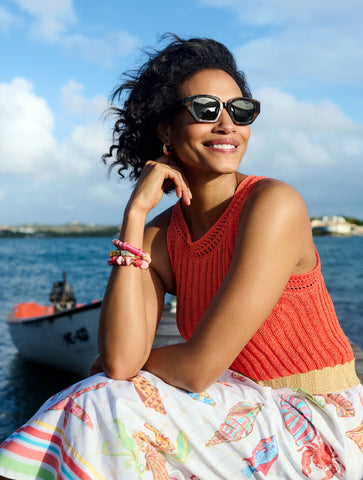 Crochet Trim Halter Sweater Tank