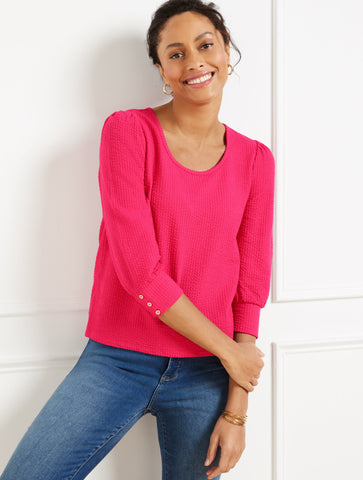 Textured Scoop Neck Tee