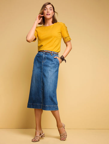 Lace Cuff Crewneck Tee