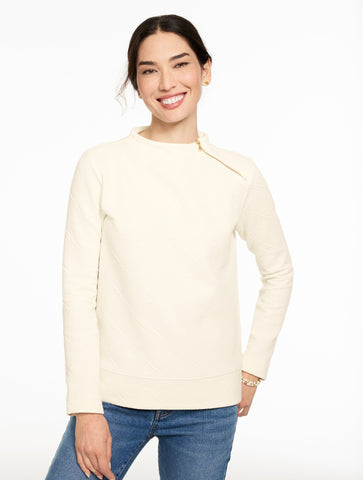 Cable Knit Funnel Neck Zip Pullover
