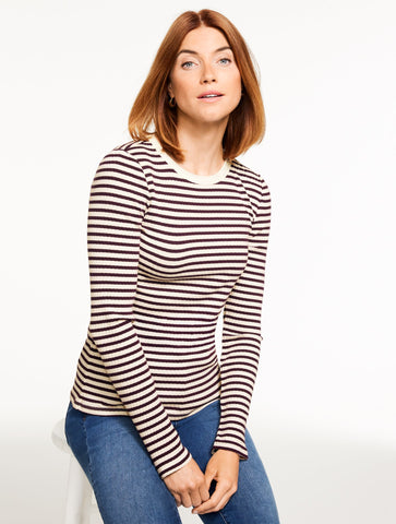 Ribbed Crewneck Tee - Jasmine Stripe