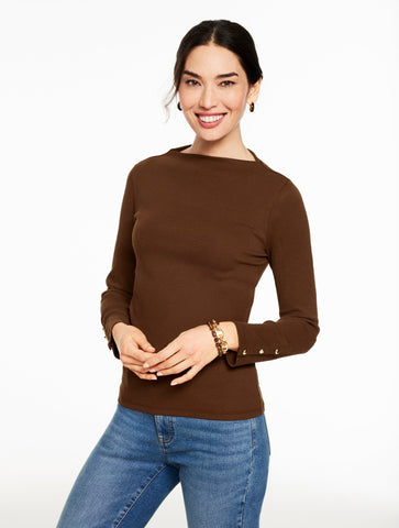 Ribbed Funnel Neck Pullover