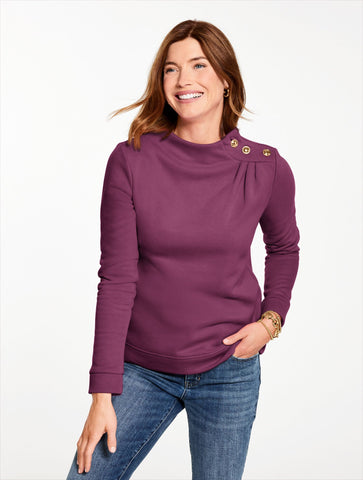 Button Shoulder Sweatshirt