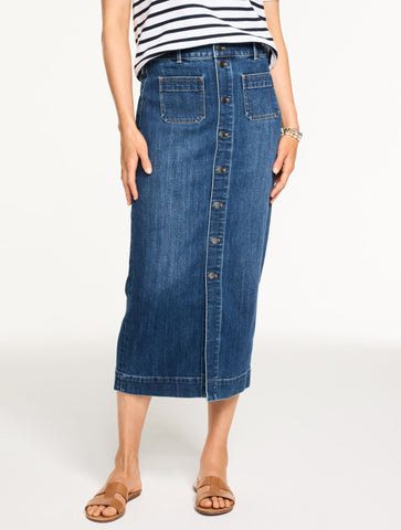 Denim Midi Skirt - Coronado Wash