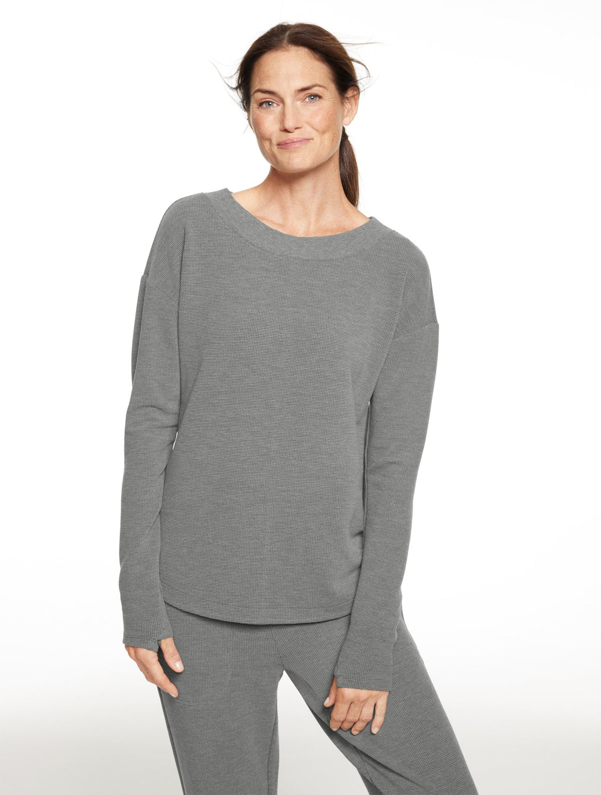Tech Waffle Knit Open Back Pullover