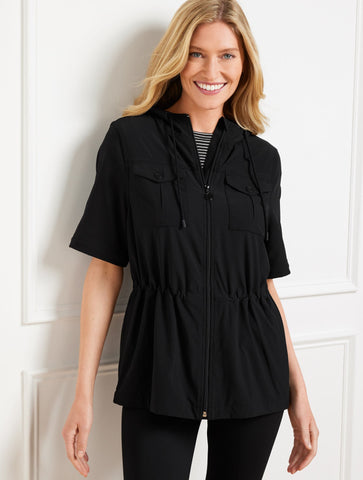 Lightweight Woven Stretch Hooded Convertible Jacket