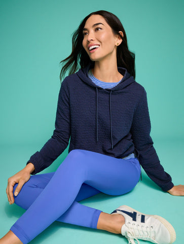 Puckered Jacquard Drawstring Hoodie