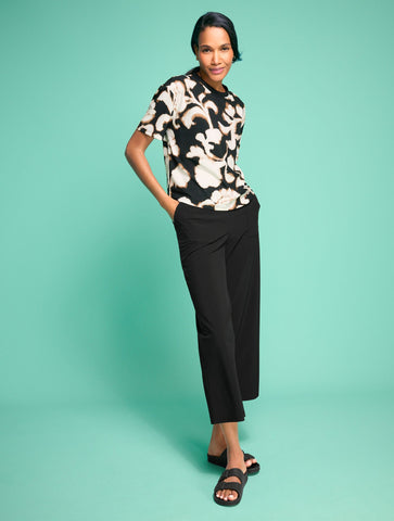 Lightweight Woven Stretch Boxy Tee - Blurred Floral