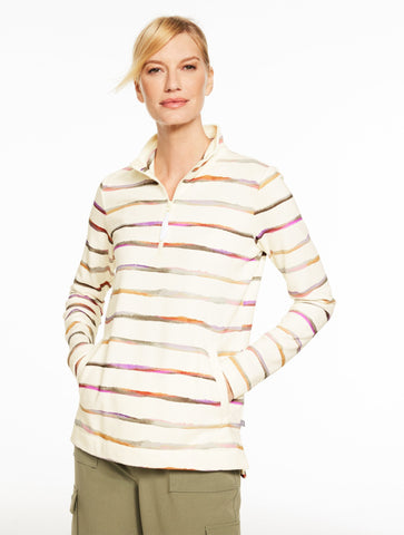 Classic French Terry Pullover - Watercolor Stripe