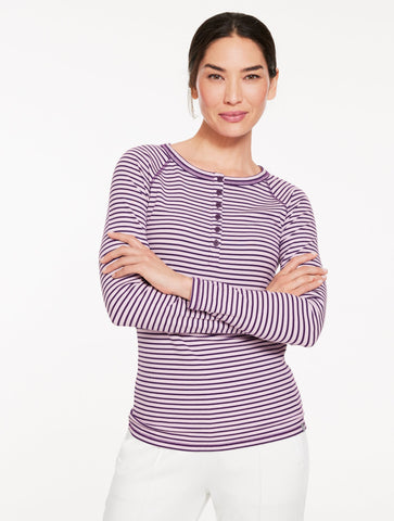 Ribbed Henley Tee - Wimbledon Stripe