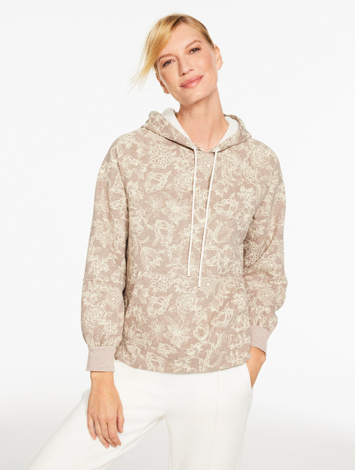 Cozy Fleece Hoodie - Bicolor Floral