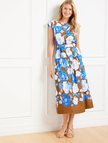 Modern Poplin Midi Dress - Stunning Floral