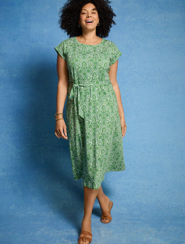 Fit & Flare Midi Dress - Woodland Damask