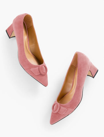 Edith Suede Flare Heel Pumps