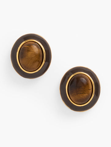 Delicate Tiger’s Eye Stud Earrings