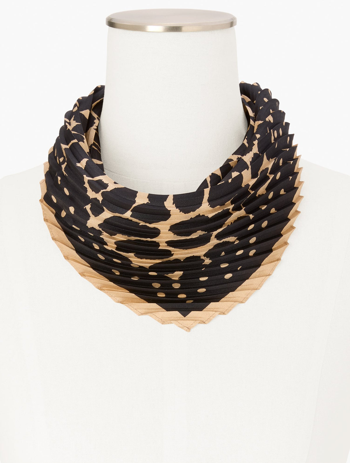 Dots & Animal Pleated Silk Square Scarf