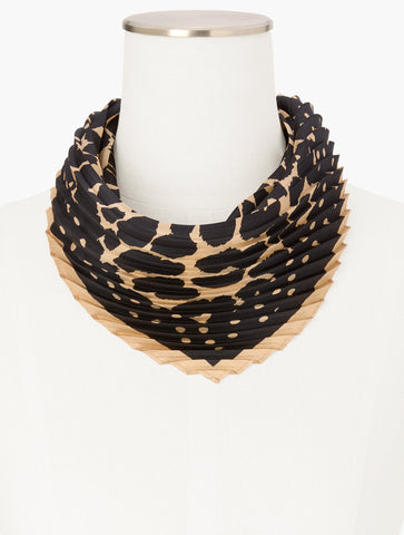 Dots & Animal Pleated Silk Square Scarf