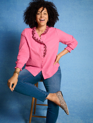 Embroidered Smocked Top